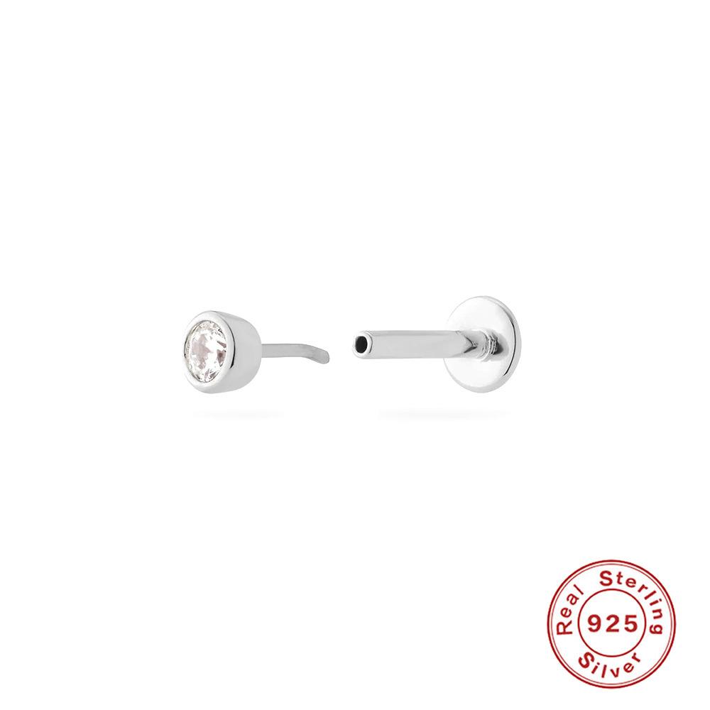 Серьги-гвоздики из стерлингового серебра S925 18G с плоской головкой, без резьбы, проколотые серьги-гвоздики для хряща, плоские серьги-гвоздики для пуш-ап, серьги-гвоздики для ушной раковины