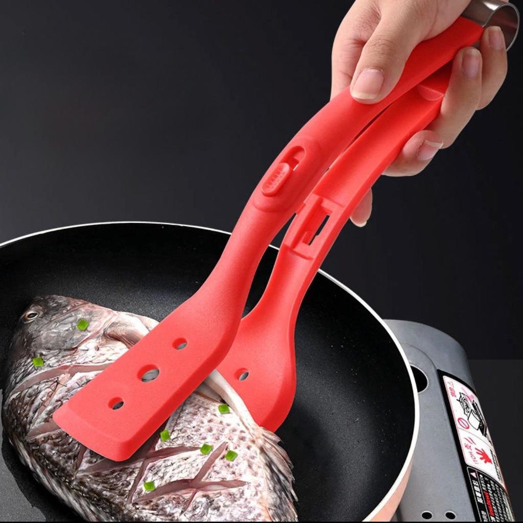 Щипцы-лопатки для жарки 2 в 1, силиконовые многофункциональные щипцы для стейков, щипцы для жареной рыбы, омлета, блинов из нержавеющей стали, пищевые щипцы-лопатки