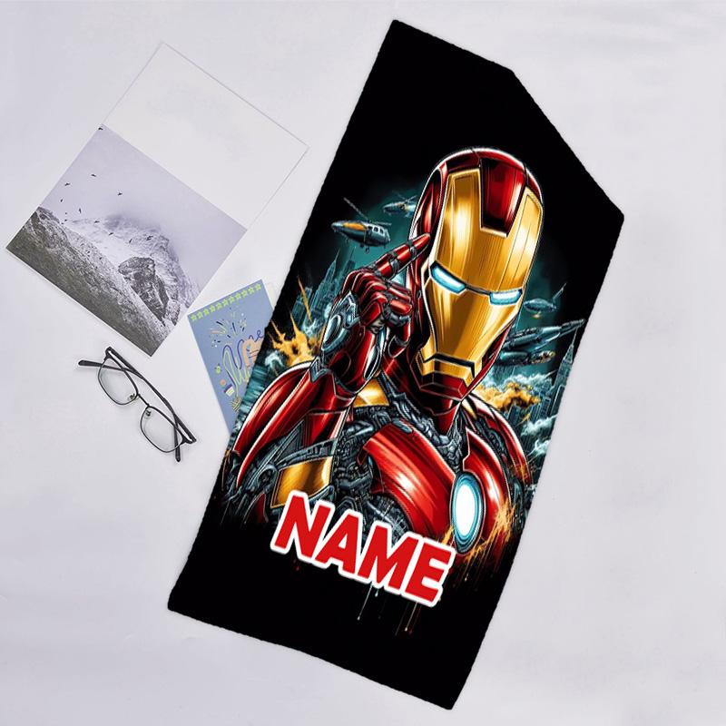 1pc Iron Man1 Beach Towel with Custom Name, Beach/Swimming/Bath/Picnic/Camping Towel, Suitable for Seaside Beaches