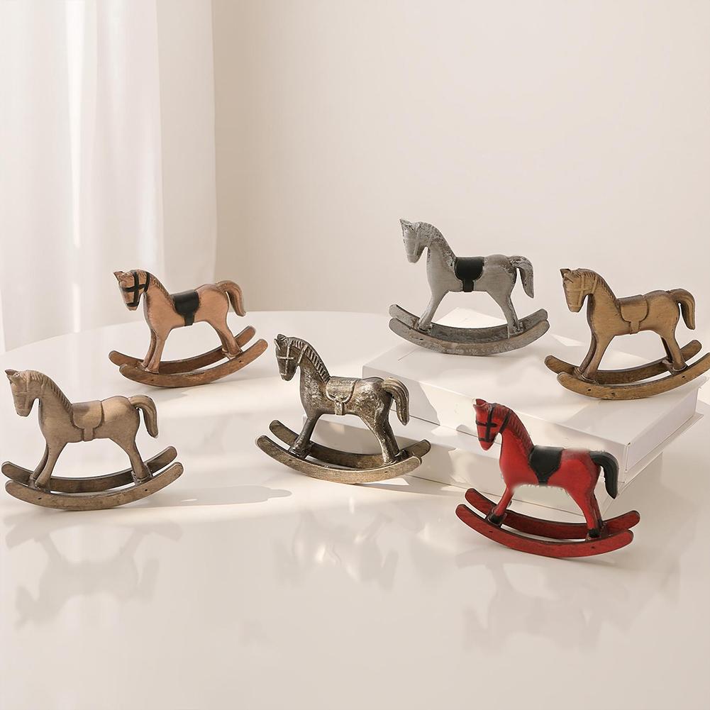 Nordic Home Accent Vintage Wooden Rocking Horse Easy Maintenance