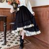 Winter Lace Elegant Loose Skirt Women Korean Retro Midi Skirt Female Casual Vintage Lolita Skirts