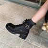 Осень и зима кожаные женские ботинки Мартин универсальная резиновая платформа овчина большой размер женские ботинки на шнуровке квадратный носок низкие ботинки женские