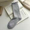 Женские носки из чистого хлопка конфетного цвета с оборками, средней длины - Мягкие, универсальные, однотонные