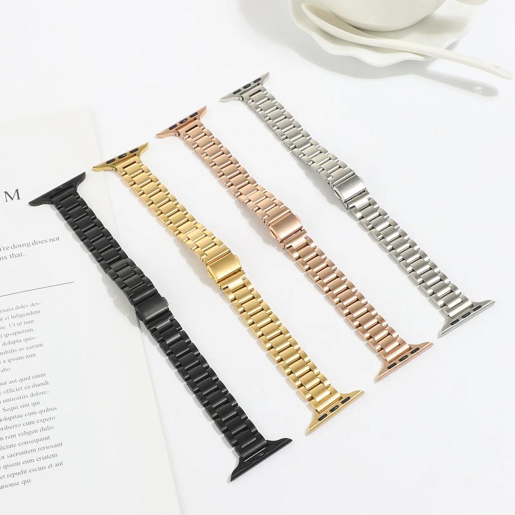 Slim Stainless Steel Strap for Apple Watch 46mm 45mm 44mm 40mm 42mm 41mm Chain Link Metal Bracelet Ultra2 49mm IWatch 10 9 8 7 6