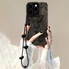 Retro Sketch Butterfly 3D Heart Lanyard Phone Case For iPhone 16 15 14 13 12 11 Pro Max Plus Shockproof Protective Back Cover