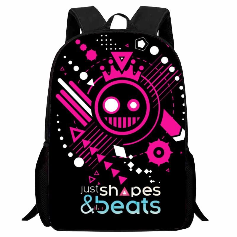 Школьная сумка с принтом «Ритм фигур» Just Shapes & Beats, Мультяшный активный рюкзак для мужчин и женщин