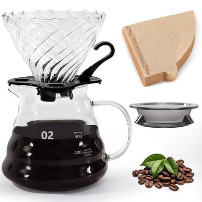 Кофейный сервер FGIUKC, термостойкое стекло с пластиковой подставкой, вместимость 600 мл с градуировкой, на 2-4 персоны, оборудование для капельного кофе с крышкой и
