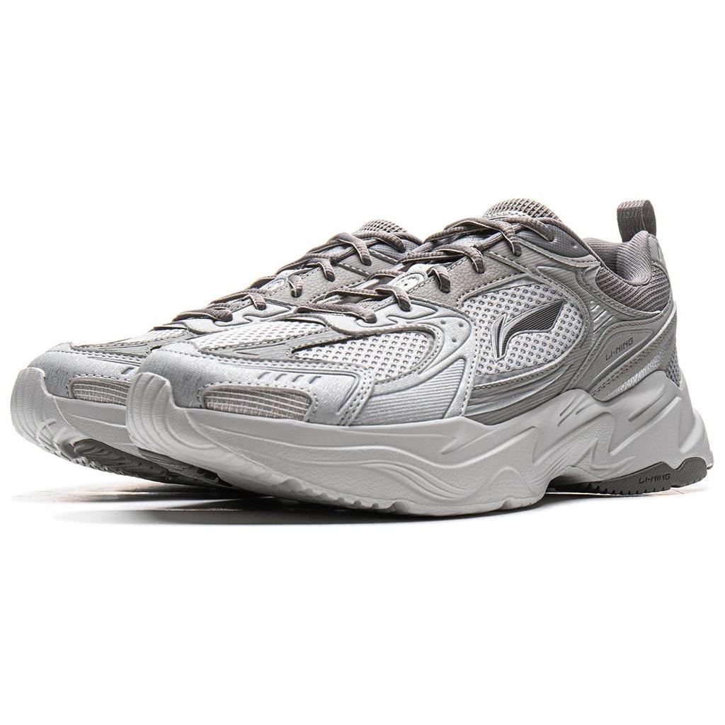 Li Ning Shooting Stars 2K Амортизация Скользкая Устойчивая к истиранию Поддержка Низкие Кроссовки на массивной подошве Мужские Серые AGCU329-3