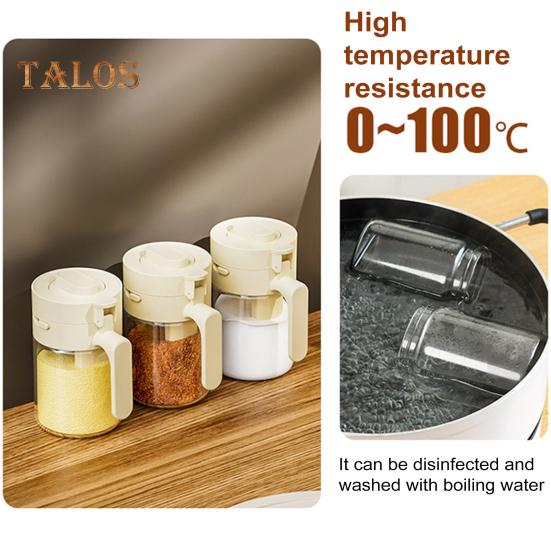 Glass Spice Jar with Spoon Locking Design Airtight Lid Multifunctional Seasoning Container for Spices Salt Sugar