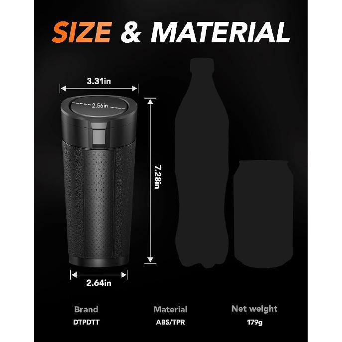 Small Car Trash Can Bin With Lid,Mini Vehicle Leakproof Garbage Can, For Car Cup Holder And Side Door, With 80 Attached Trash Bags