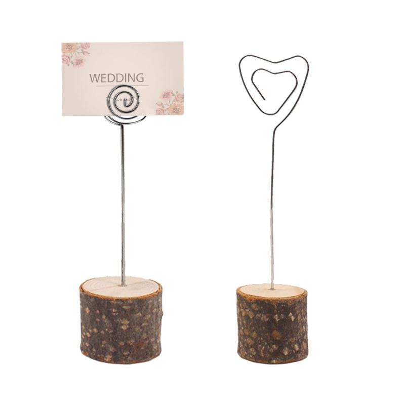 20Pcs Wood Table Number Holders Stand Wood Name Card Holders Wood Name Cards Food Label Memos Photo Holders for Wedding