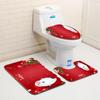 Рождественский коврик для ванной, туалетный трехпредметный набор