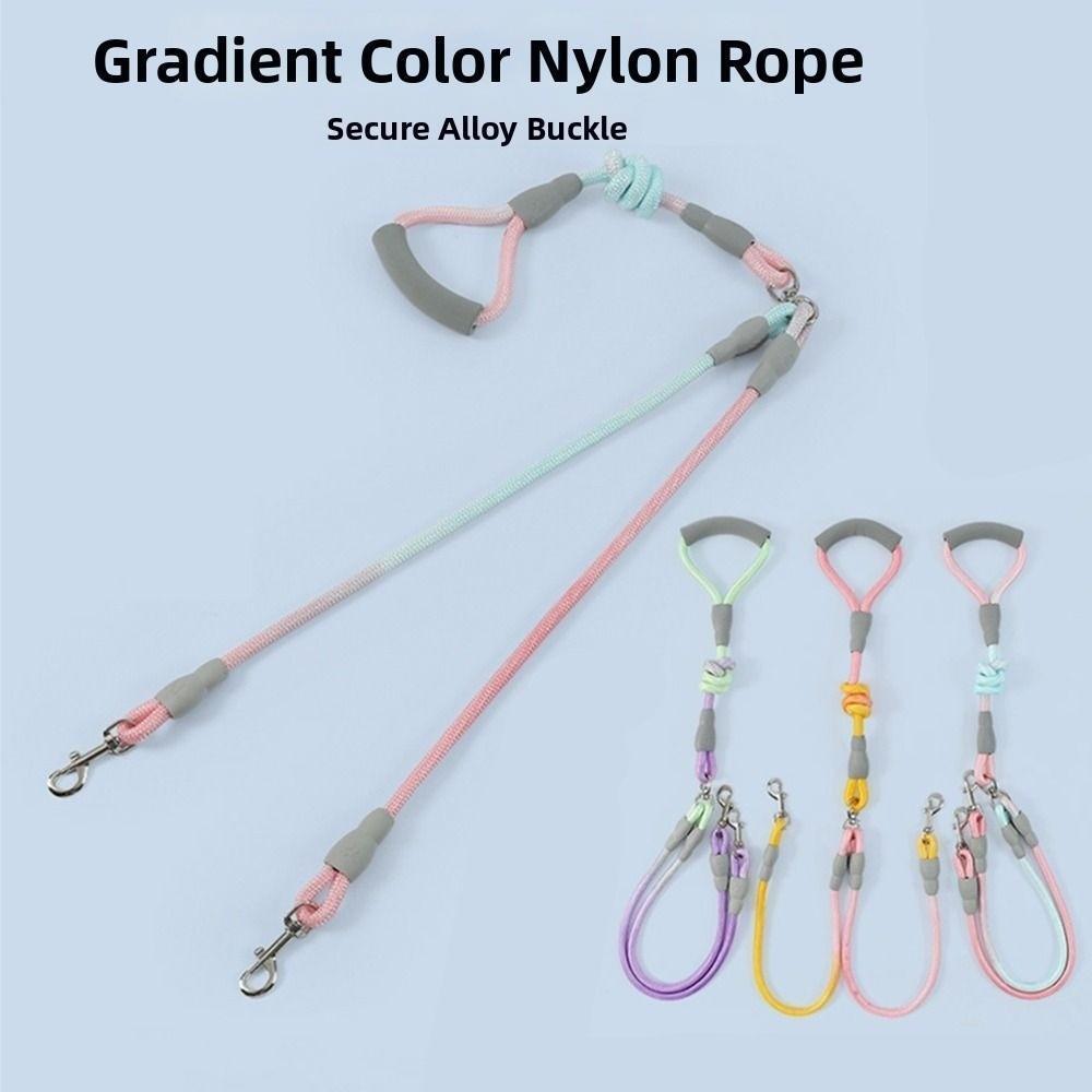 Gradient Color Dual Handle Lead 360° Swivel Dog Running Leash  Outdoor Activities