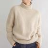 Осенне-зимний толстый повседневный базовый свитер с высоким воротом, женский длинный рукав, однотонный свободный пуловер, трикотажные топы, элегантные женские вязаные свитера 25220