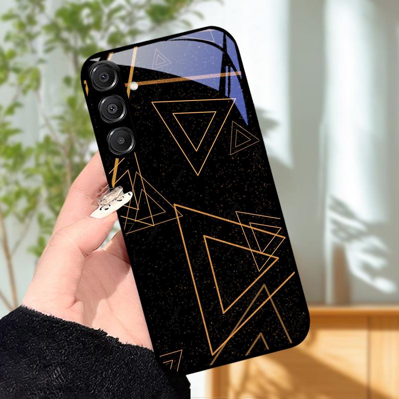Для Samsung A25 A26 Милый чехол A35 A36 A55 A56 5G Закаленное стекло Чехол для телефона Для Galaxy A15 4G 5G Жесткий ПК Стекло Защитный Fundas