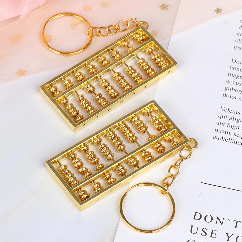 Золотой китайский инструмент для бухгалтерского учета, 8-рядный брелок для ключей со счетами, брелок с кольцом
