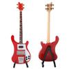 Red Miniature Bass Guitar Replica with Stand and Case Instrument Model Ornaments Christmas Gift