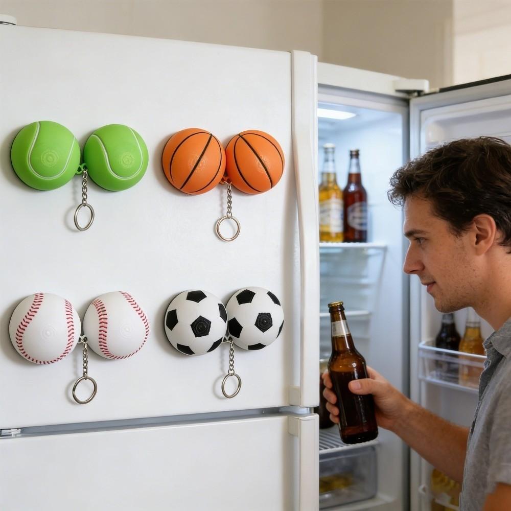 Sports Theme Sports Ball Bottle Opener Fan Gift Ball Key Chain Magnetic Bottle Opener Home Bar