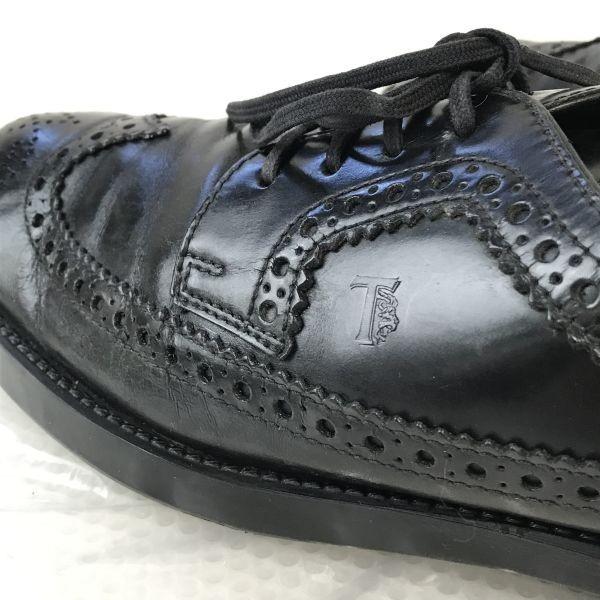 Туфли дерби из кожи 90-х TOD’S с крылышками Мужские 8 26,5-27,0 Черные(ИСПОЛЬЗОВАЛ)