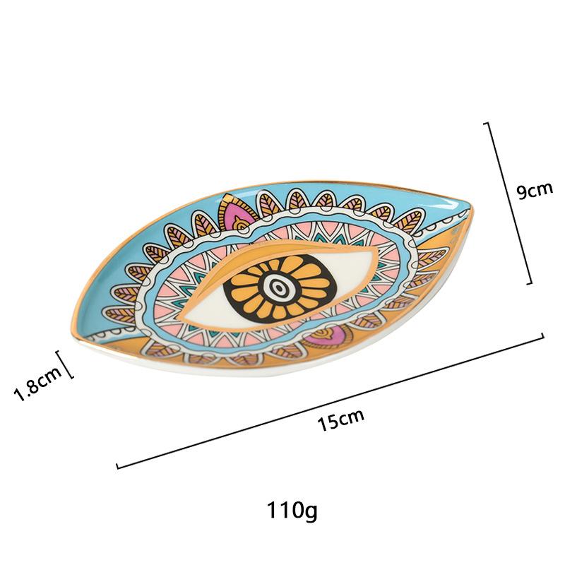 1pc Ceramic Jewelry Storage Tray Turkish Evil Eye Desktop Organizer for Rings Earrings Keys Trinket Plate Home Decor Accessorie