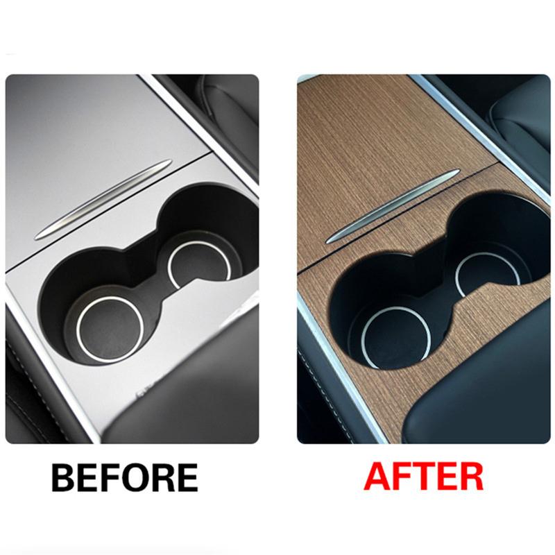 for Tesla Model Y Car Central Control Panel Wood Grain Sticker for Tesla Model 3 Interior Protective Accessories