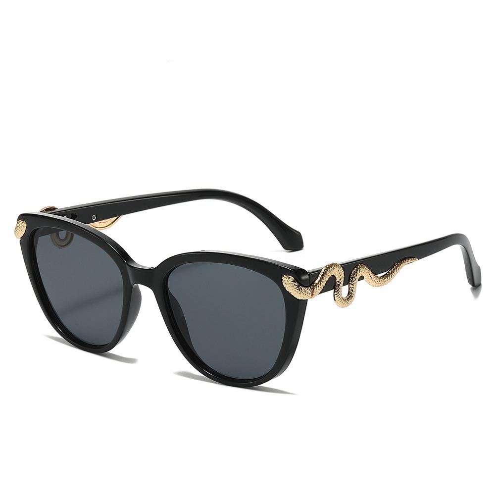 Retro Leopard Gradient Round Women Sunglasses Luxury Metal Snake Decoration Design Personality Trend Men Sun Glasses Uv400