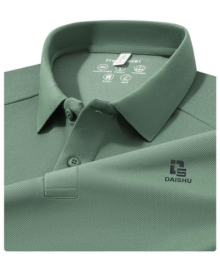 Autumn Casual Sports Solid Color Easy-to-Care-For Long-Sleeved T-Shirt with Collar for Men