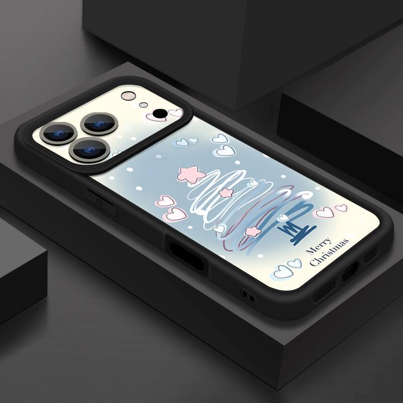 Ударопрочный мягкий силиконовый чехол из ТПУ Funda для iPhone 17 Air 16e 16 15 14 Pro Max 13 17 Pro Max 17 Pro 17 Air Синий чехол с рисунком рождественской елки