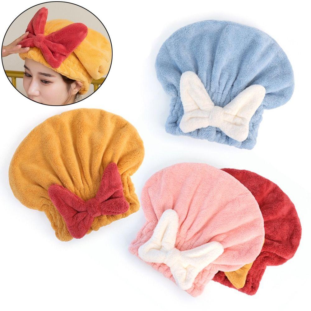 Absorbent Dry Hair Towel Thick Head Scarf Bowknot Bath Towels  Adult
