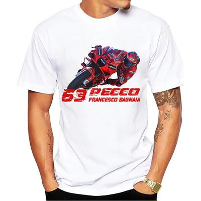 Классическая футболка для мальчиков Pecco Bagnaia 63, повседневная футболка чемпиона мира по мотоциклетному спорту, стиль Харадзюку, спортивная одежда, белая, парная одежда.