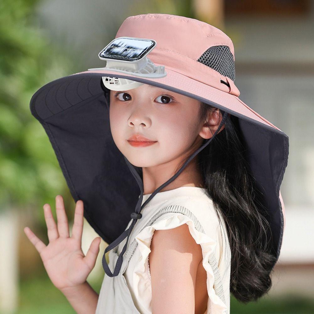 USB Charging Children's Solar Fan Hat Waterproof Sunshade Fan Cap Portable Summer Cooling Hat  Boys
