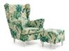 Ohrensessel Print mit gemustertem Bezug und Fußhocker im skandinavischen Stil – Family Meble