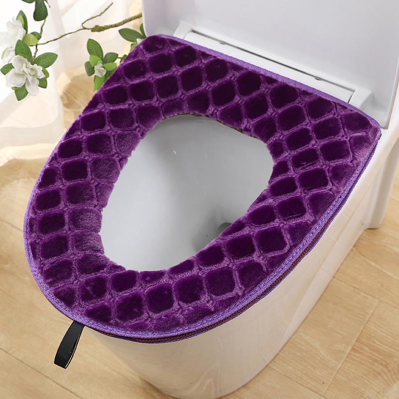 Thickened Waterproof Toilet Seat Cushion with Handle & Zipper for Winter Warmth