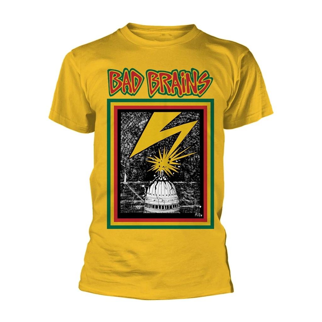 Желтая официальная мужская унисекс футболка Bad Brains Rock Punk