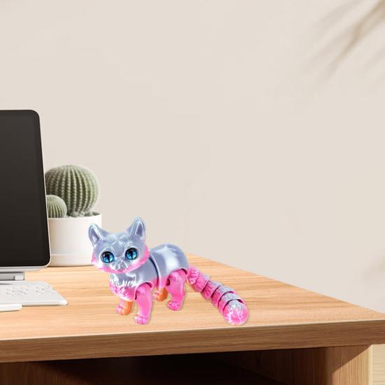 3D-печатная фигурка кошки, подвижные суставы, фигурка кошки, шарнирная модель животного, игрушка для домашнего офиса, книжной полки, украшения рабочего стола, орнамент