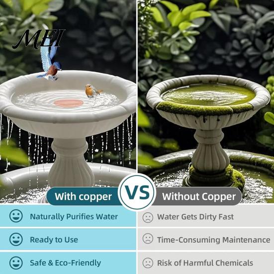 Copper Disc for Garden Water Features Bird Bath Disc, Purifier Pure 3 Point Outdoor Accessories Support, 4 Inch Purification Maintenance Tool