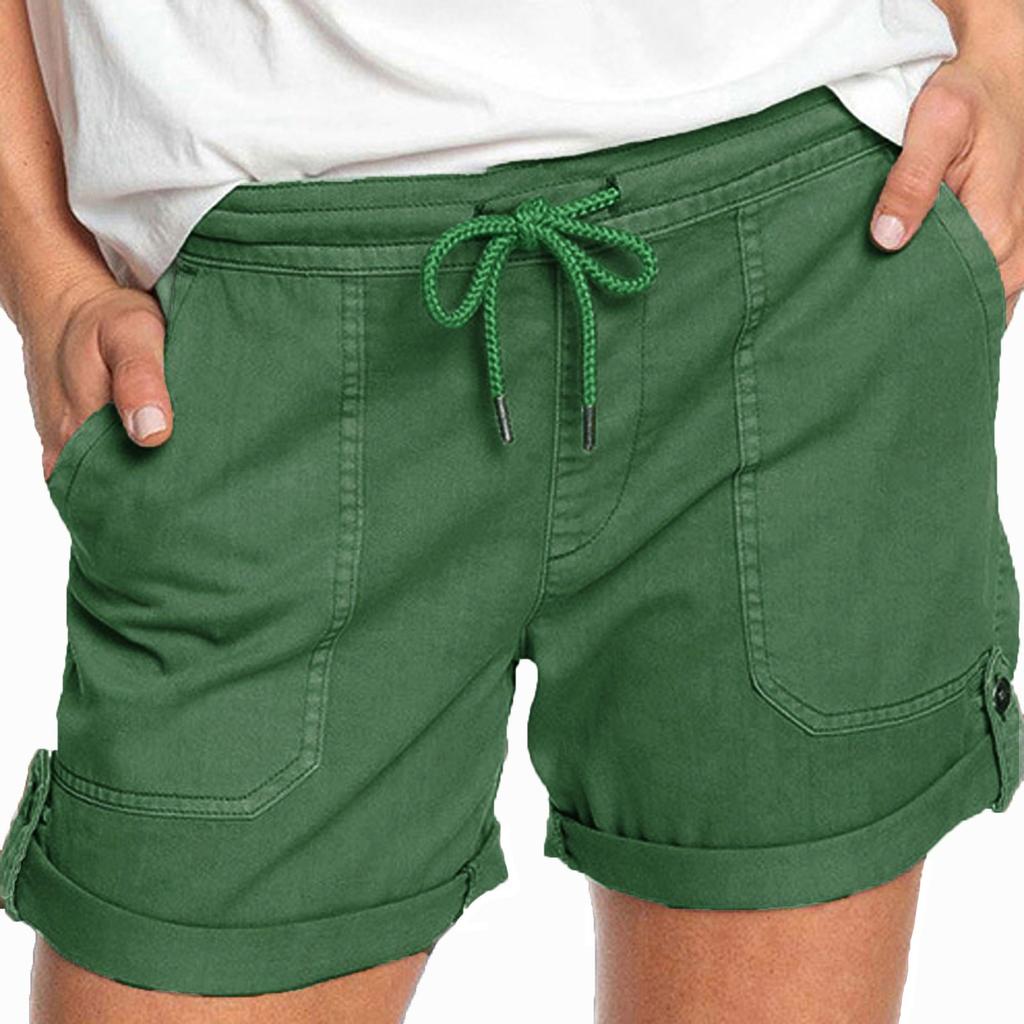 Модные женские мягкие шорты с эластичной резинкой на талии и карманами, повседневные пижамные шорты