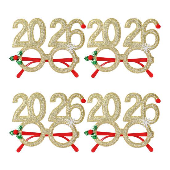 4 шт. Повязка на голову с украшением в виде снежинки, сверкающая цифра 2026, обруч для волос, очки, праздничный аксессуар для рождественской вечеринки