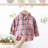 Boys Long Sleeve Plaid Shirt for Spring Autumn Korean Casual Top