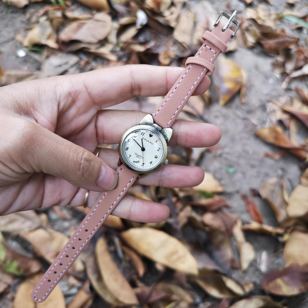 Модные светящиеся ретро-бронзовые студенческие часы Kitten