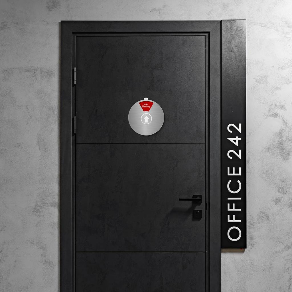 Door Sign 6 Options-Do Not Disturb,Out Of Office,In A Meeting,Please Knock,Back Soon,Working Remotely,Privacy Office Sign for Door 6 Inch, Brushed