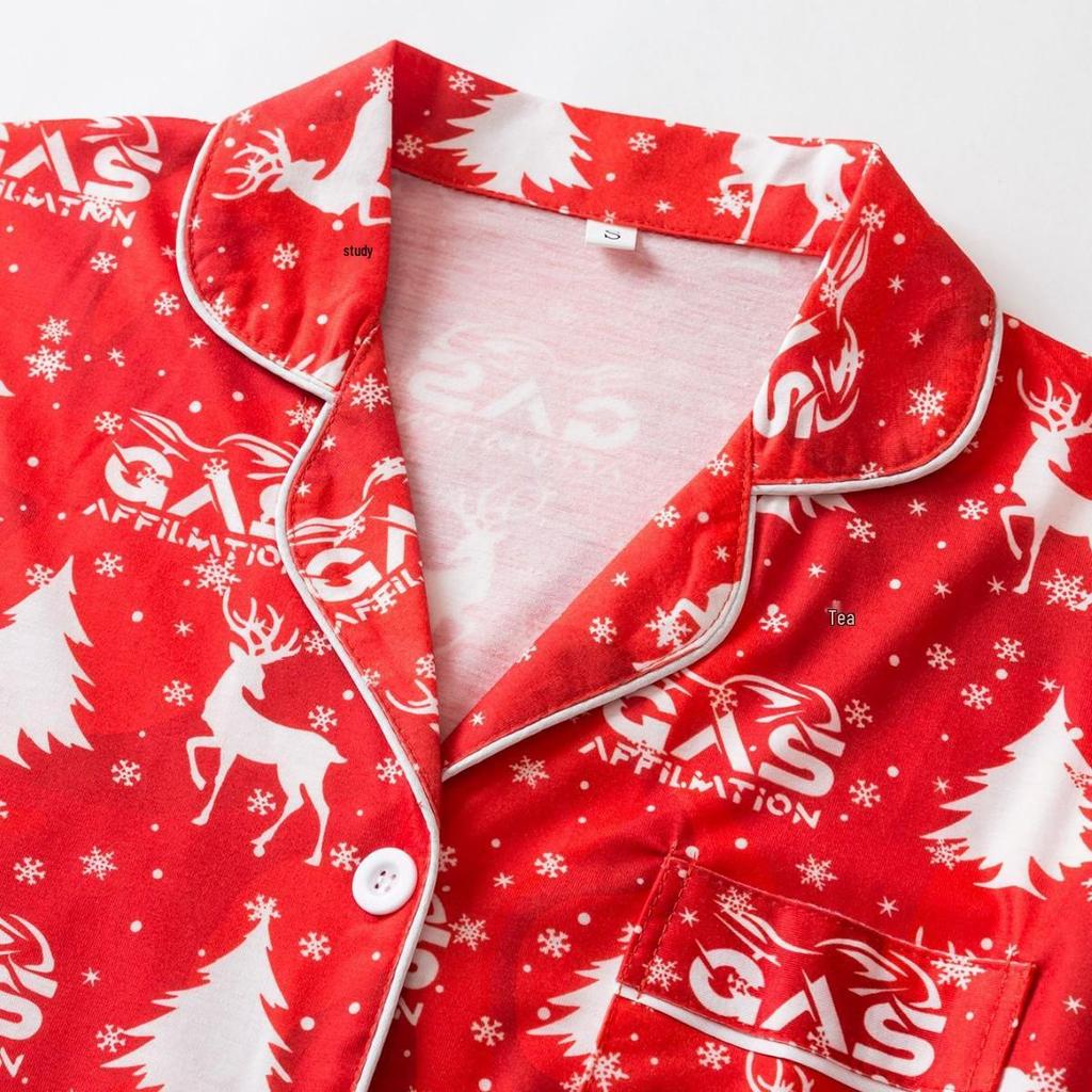 Европейский и американский рождественский принт Женский пижамный комплект - Топ с длинным рукавом и брюки, Хлопковая домашняя одежда для осени/зимы