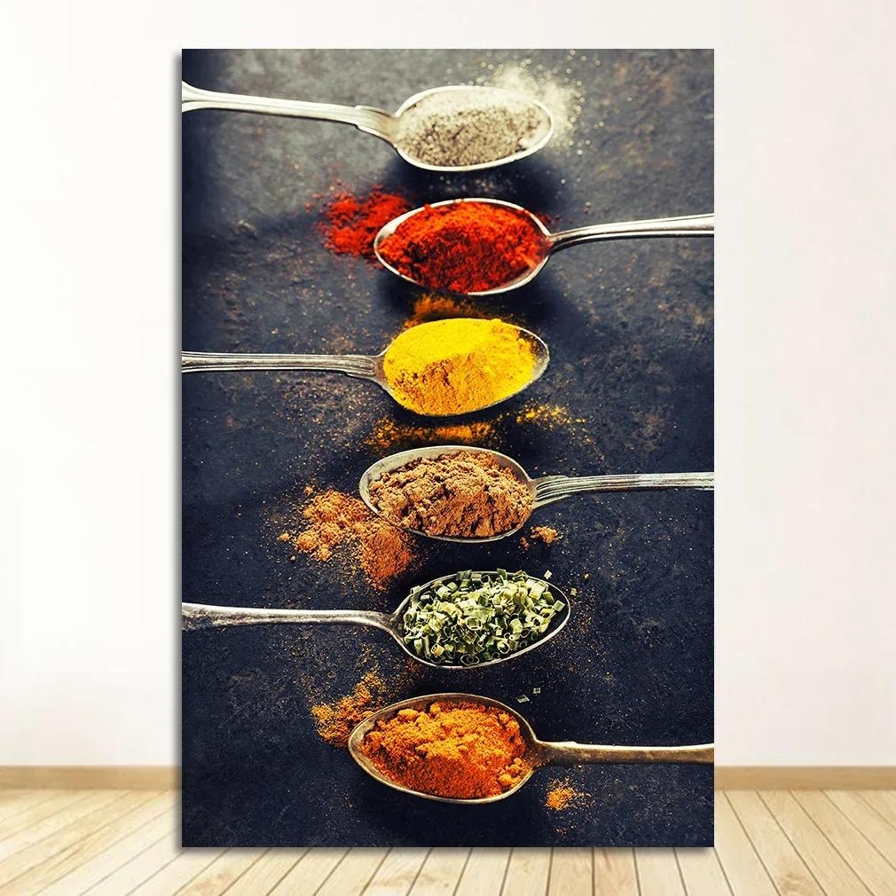 Скандинавский Минимализм Настенное Искусство Кухонная Тема Смешанные Травы и Специи HD Холст Постеры Принты Домашний Декор Спальня Гостиная