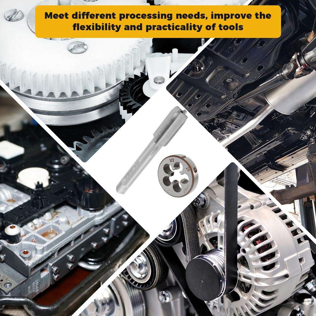 2Pcs Tap and Die Set High Speed Steel Machine Thread Tap and Round Threading Die for Processing Machinery Assembly Maintenance