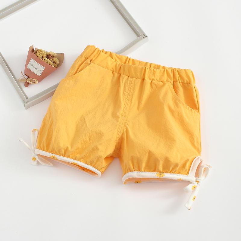 Летние пляжные детские шорты для девочки и мальчика с бантом, однотонные, детские, из хлопка