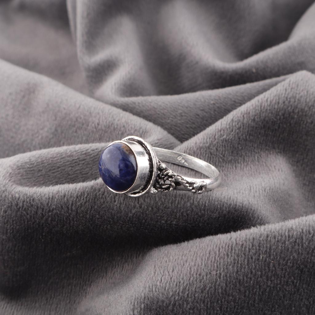 Sodalite Ring Gemstone Jewelry, 925 Solid Sterling Silver Ring, Handmade Designer Jewelry Gift For Mom