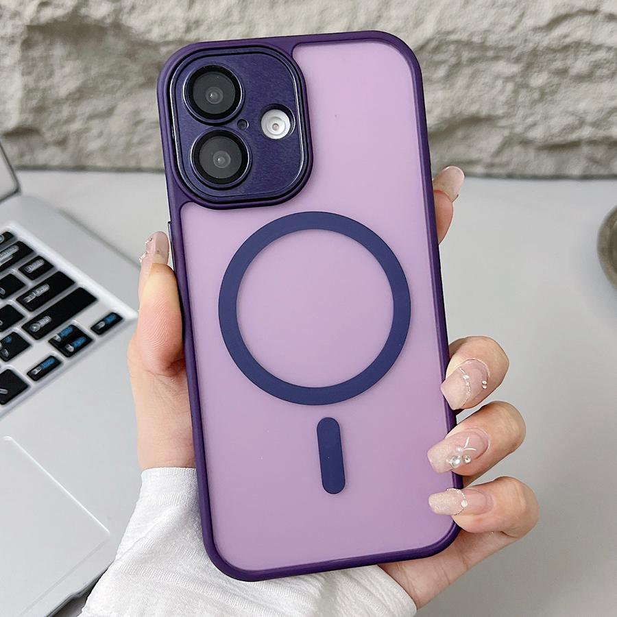 Полупрозрачный матовый улучшенный магнитный чехол для iPhone 16 15 14 13 12 11 Pro Max, совместимый с противоударным защитным чехлом для телефона Magsafe