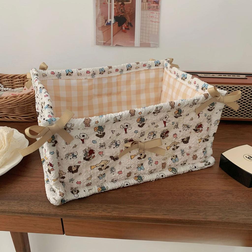 NS Fabric Storage Basket Desktop Snack and Miscellaneous Storage Basket Large Capacity Makeup and Skincare Product Sorting Bag