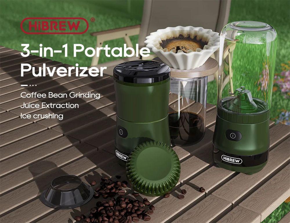 HiBREW G2 3in1 Coffee Grinder, 2000mAh Double Cup, Fruit Mixers Juicers Blender Ice Crusher, for Camping or Journey