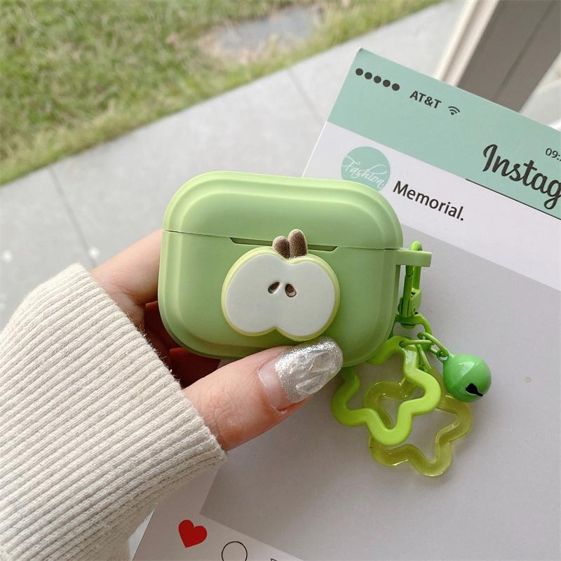Matcha green three-dimensional apple for AirPods 1 generation protective case second generation 1 generation pro1 apple bluetooth headset case